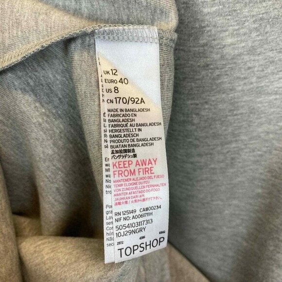 Topshop Midi T-Shirt Dress Womens Size 8 Grey Strappy Cotton Blend NEW - Picture 6 of 6